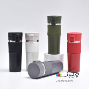 تراول ماگ فلاسک تبلیغاتی دور سیلیکونی TMS411 ترکیب رنگ ها