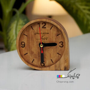 ساعت تبلیغاتی رومیزی چوبی مدل TC2 چاپرنگ